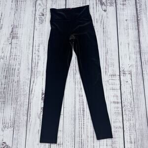SPANX Velvet Velour Leggings XS Black High Rise Pull-On Stretch Plush
